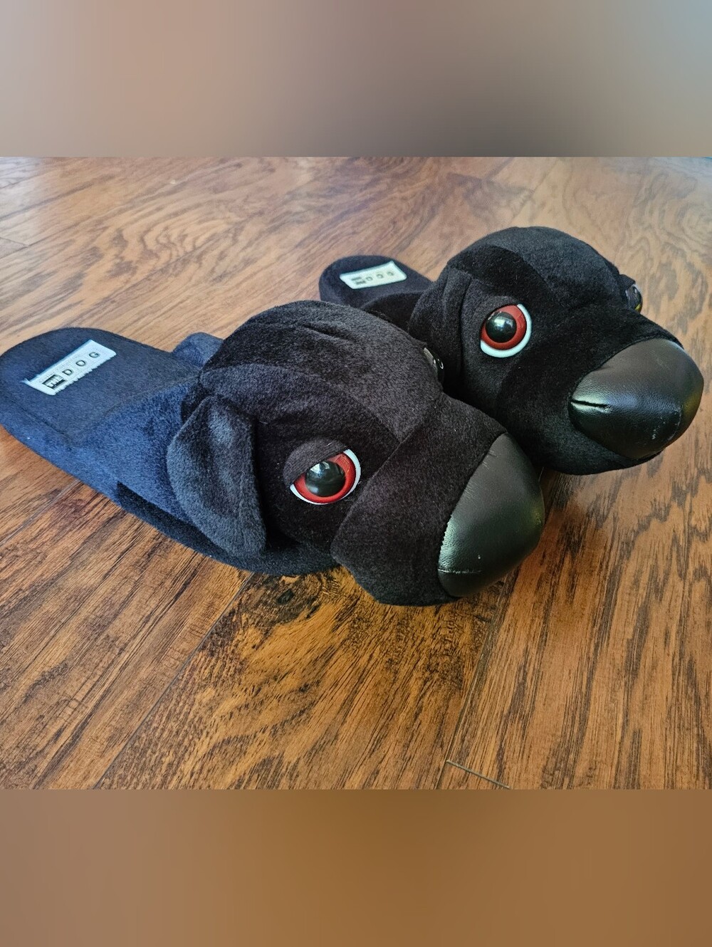 Vintage Artlist Collection THE DOG Black Lab Plush Slippers Rare Y2K Size 8/9
